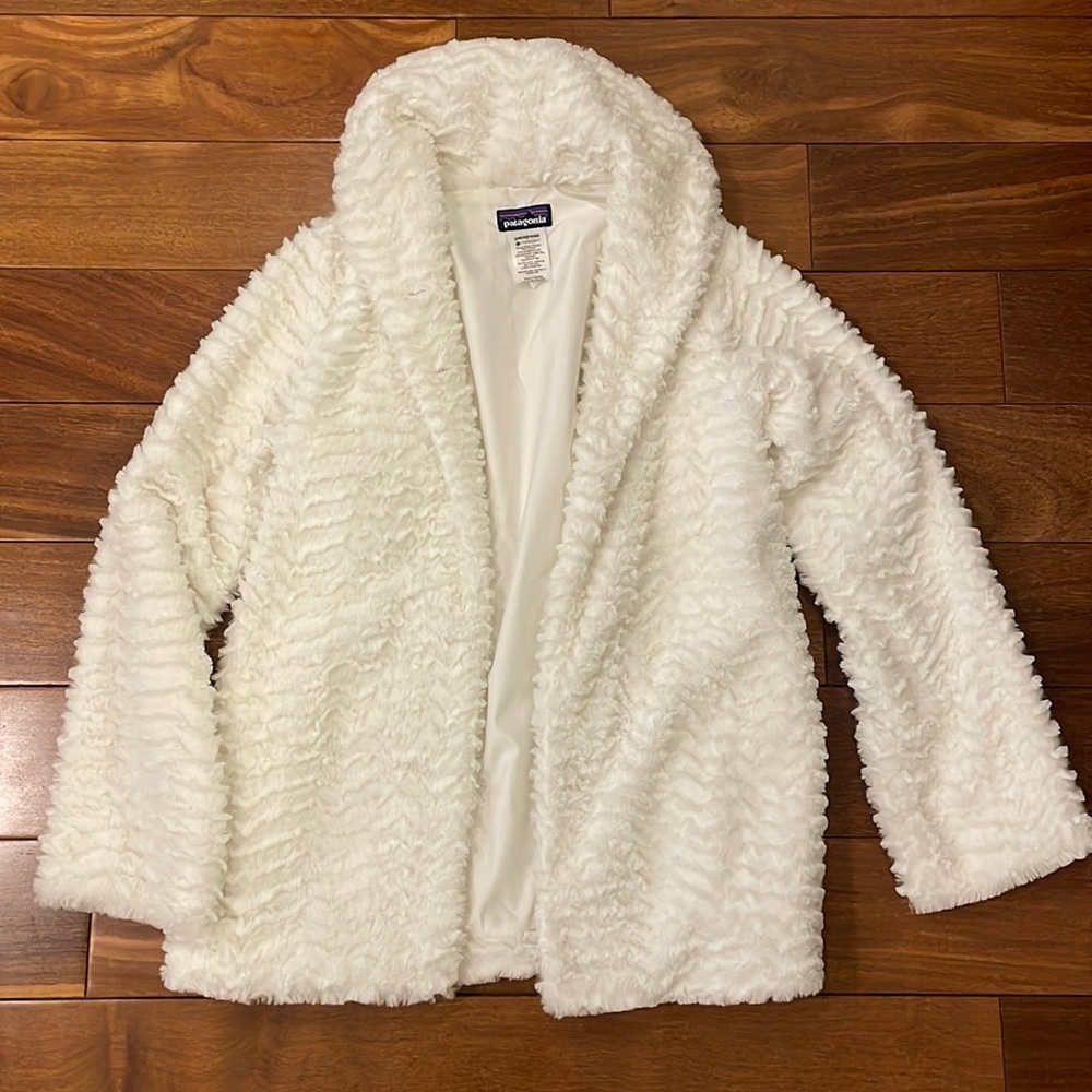 Patagonia | white faux fur coat